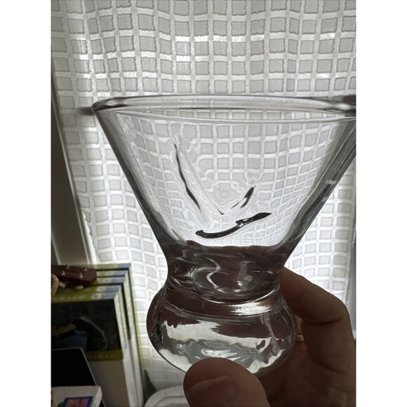 Grey Goose Vodka Stemless Martini Cocktail Glass Embossed Logo Set of 2 Heavy - Picture 5 of 9
